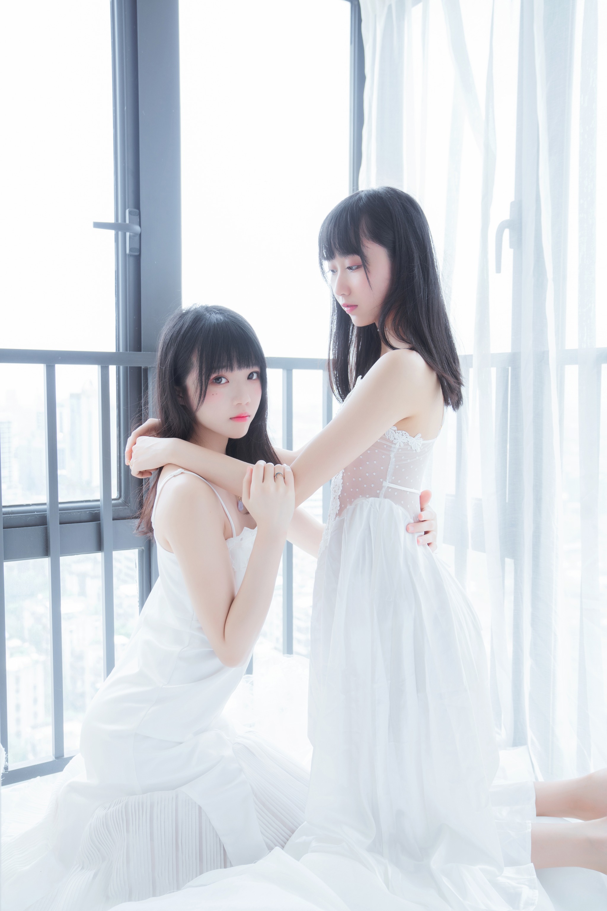 图片[1]-桜桃喵 – NO.064 朝(白裙×白裙) [58P]-XikXak